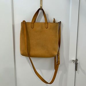 Madewell Mustard Yellow Zip-Top Crossbody Bag In Suede Leather